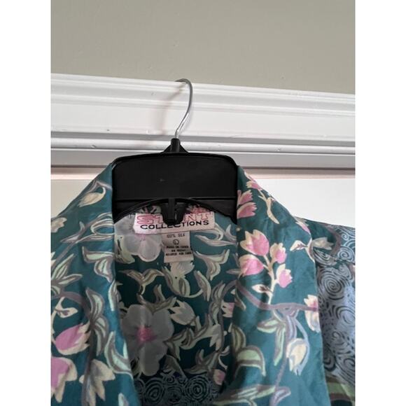 Vtg Stunt Collections 100% Silk Blouse | Size Large | Dark Floral Y2K Aesthetic - Picture 4 of 6